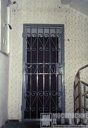 Решётчатая дверь в тамбур с элементами ковки